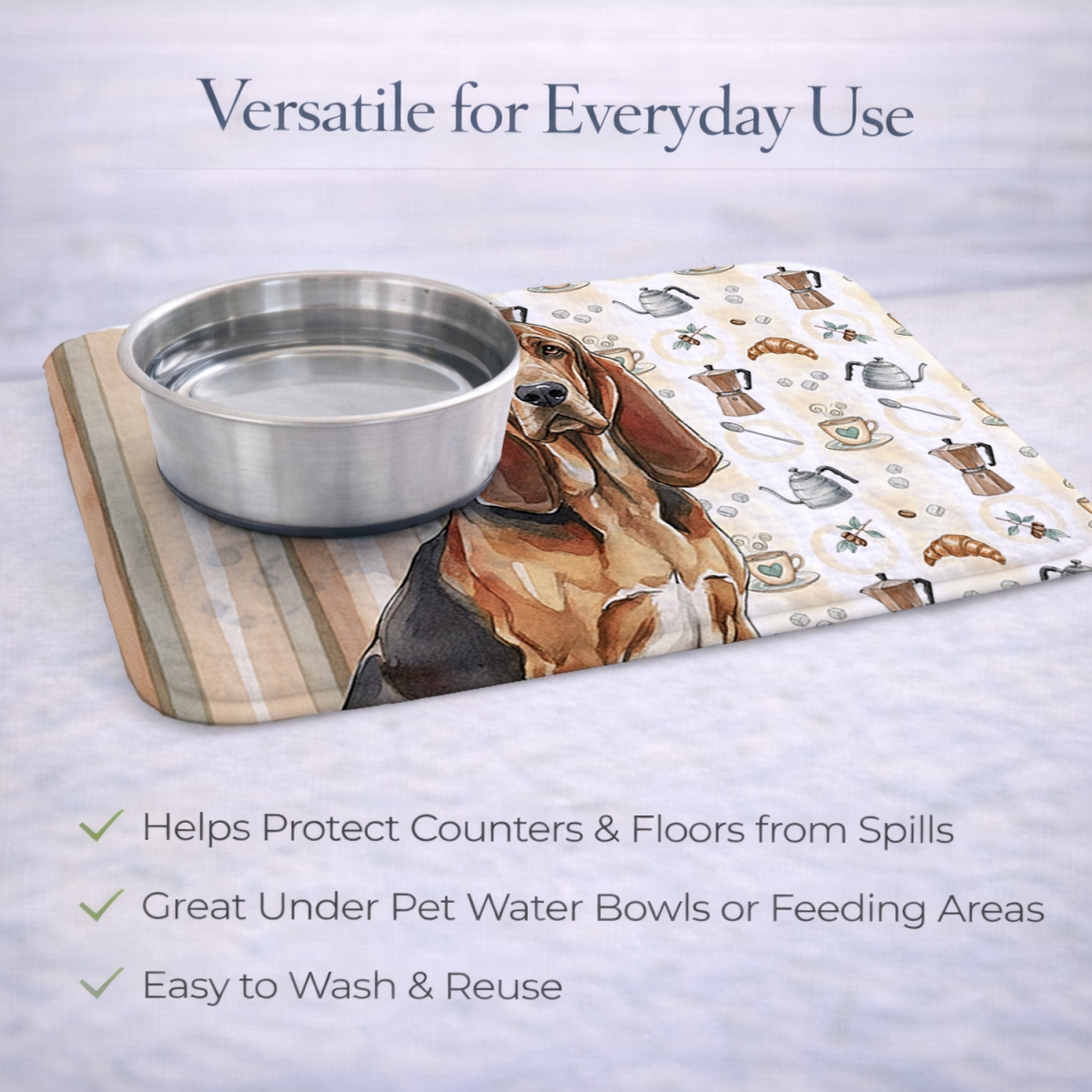 Picture of Carolines Treasures WDK7318DDM 21 x 14 in. Liver & Tan Bloodhound Coffee Bar Dish Drying Mat