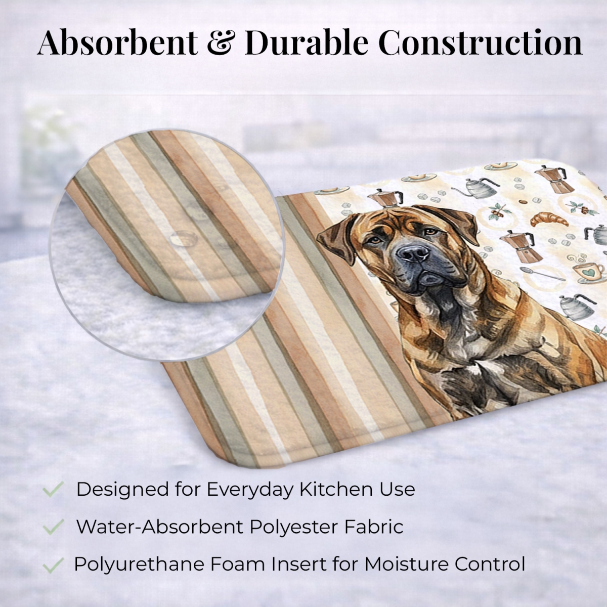Picture of Carolines Treasures WDK7320DDM 21 x 14 in. Brindle Boerboel Coffee Bar Dish Drying Mat