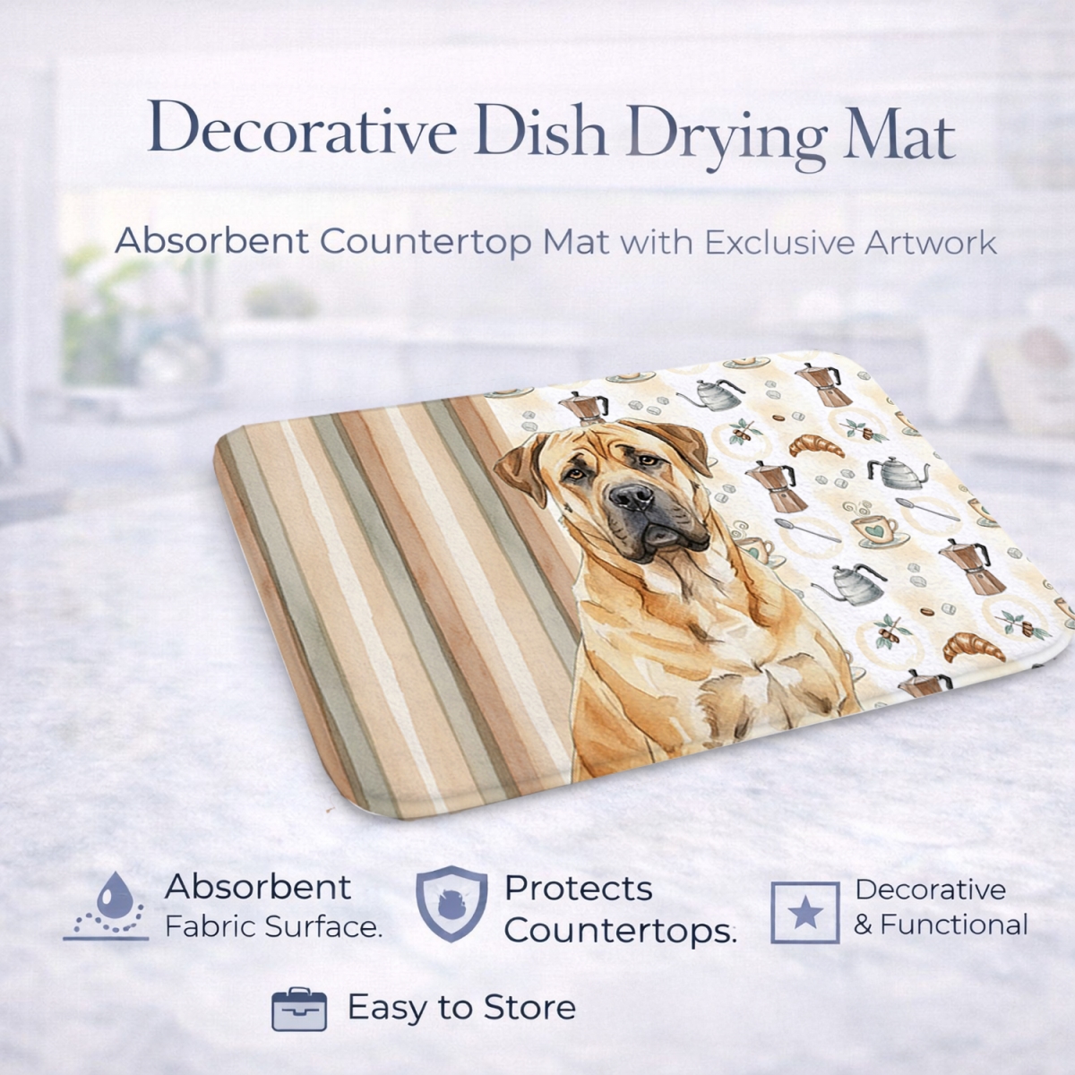 Picture of Carolines Treasures WDK7321DDM 21 x 14 in. Fawn Boerboel Coffee Bar Dish Drying Mat