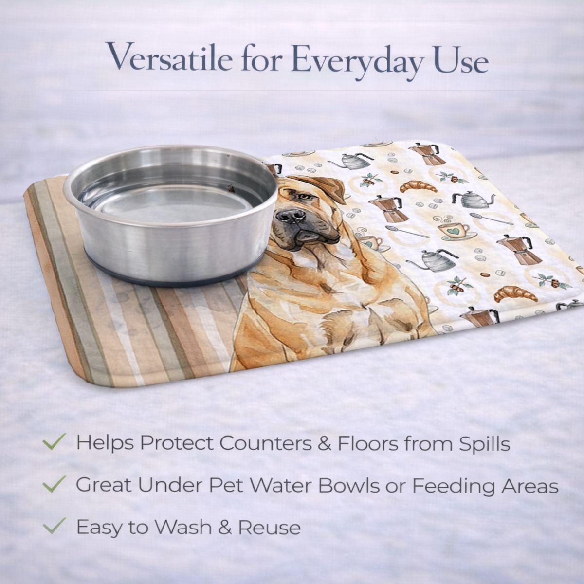 Picture of Carolines Treasures WDK7321DDM 21 x 14 in. Fawn Boerboel Coffee Bar Dish Drying Mat