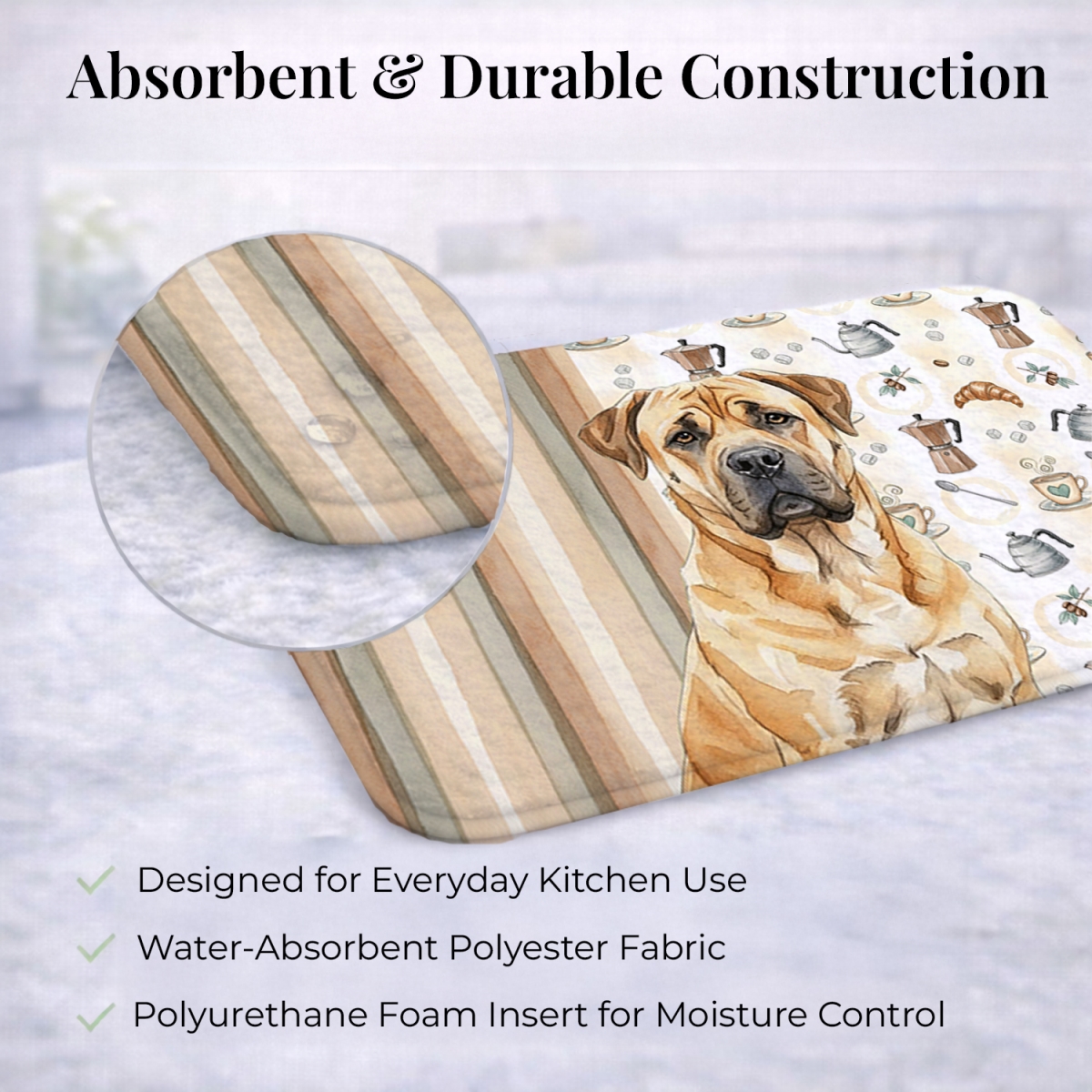 Picture of Carolines Treasures WDK7321DDM 21 x 14 in. Fawn Boerboel Coffee Bar Dish Drying Mat