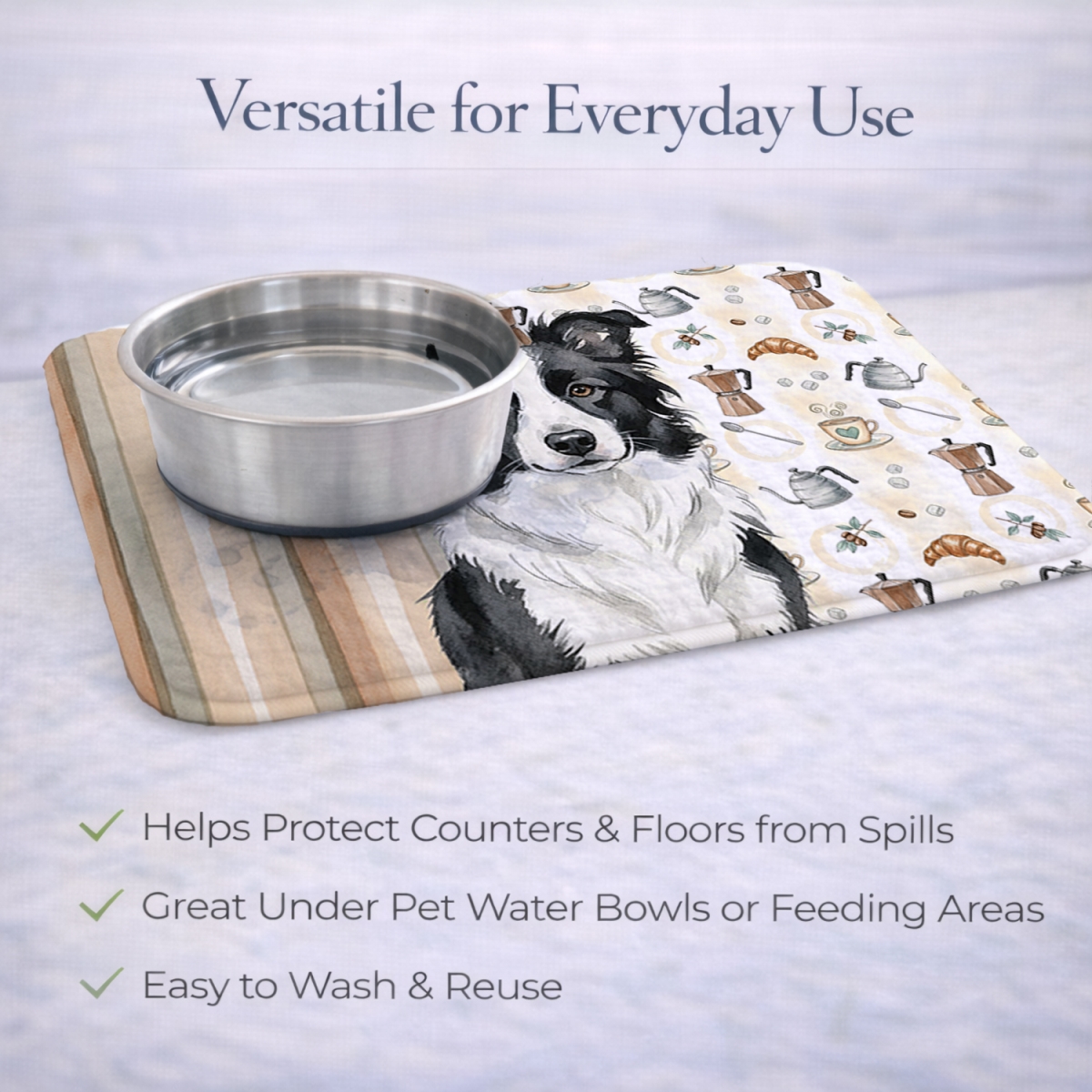 Picture of Carolines Treasures WDK7323DDM 21 x 14 in. Border Collie Coffee Bar Dish Drying Mat