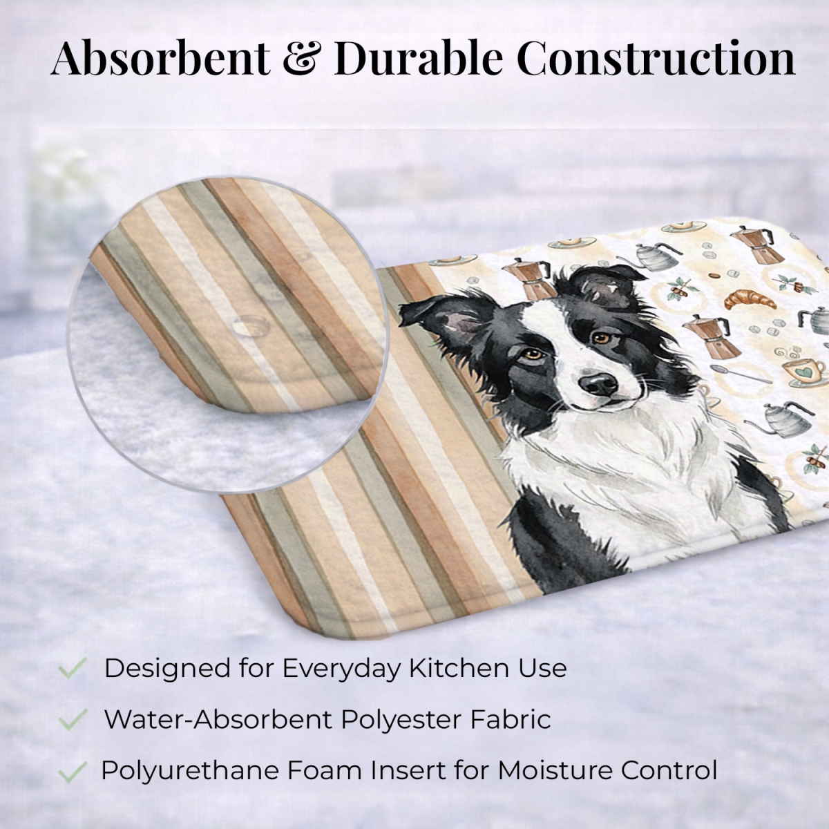 Picture of Carolines Treasures WDK7323DDM 21 x 14 in. Border Collie Coffee Bar Dish Drying Mat