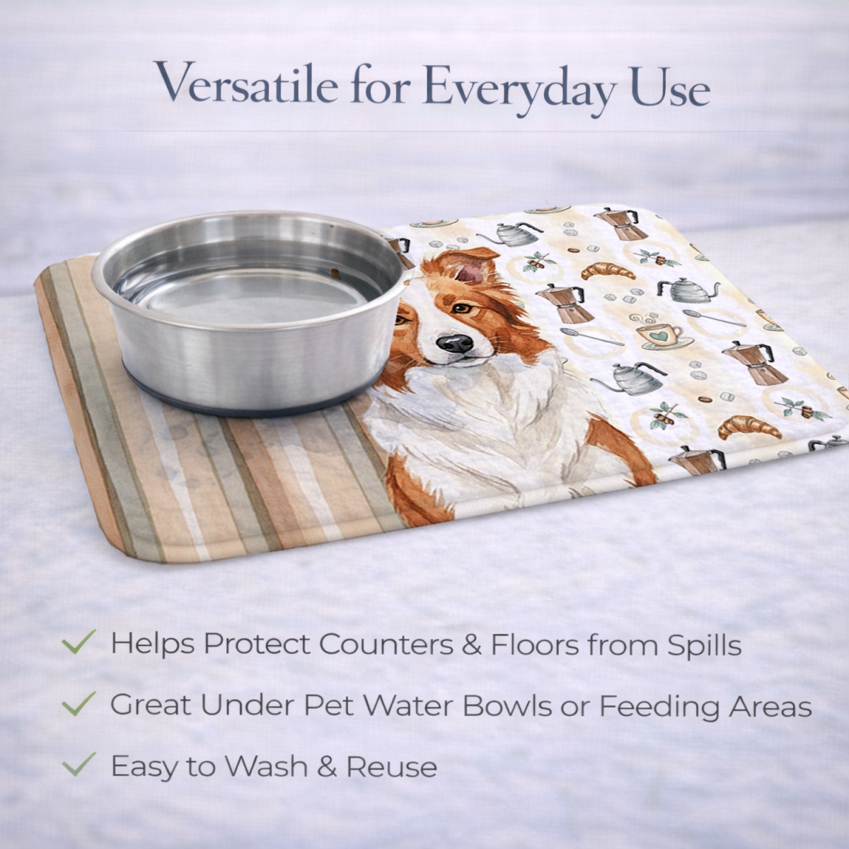 Picture of Carolines Treasures WDK7324DDM 21 x 14 in. Red & White Border Collie Coffee Bar Dish Drying Mat