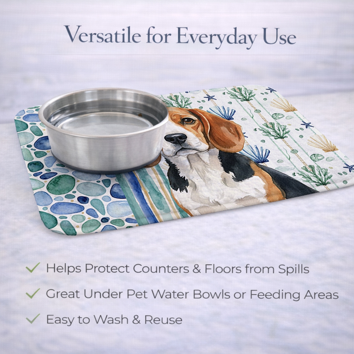 Picture of Carolines Treasures WDK6899DDM 21 x 14 in. Beagle Coastal Sea Glass Dish Drying Mat