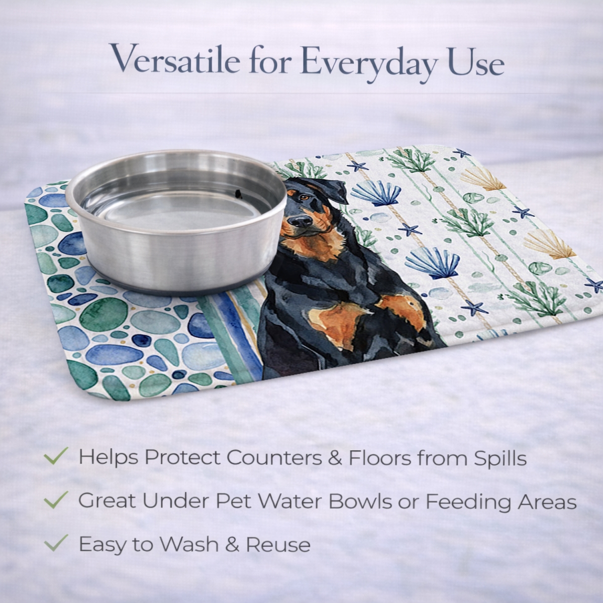 Picture of Carolines Treasures WDK6906DDM 21 x 14 in. Beauceron Coastal Sea Glass Dish Drying Mat