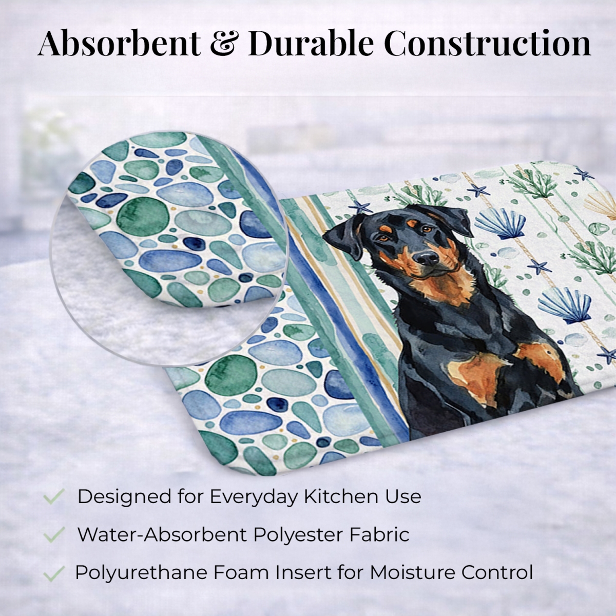 Picture of Carolines Treasures WDK6906DDM 21 x 14 in. Beauceron Coastal Sea Glass Dish Drying Mat