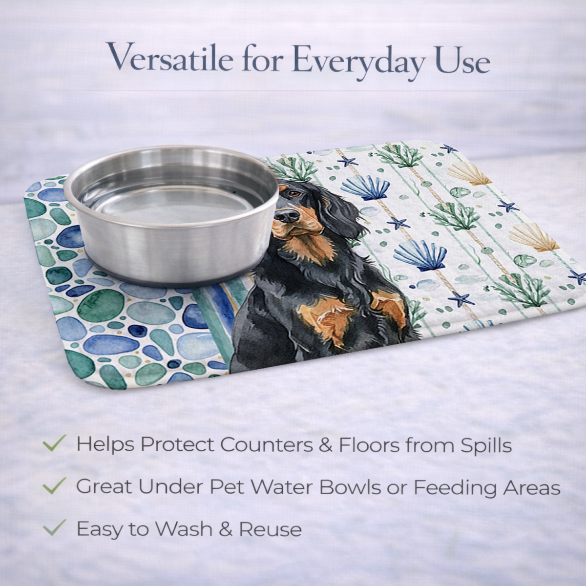 Picture of Carolines Treasures WDK7053DDM 21 x 14 in. Gordon Setter Coastal Sea Glass Dish Drying Mat