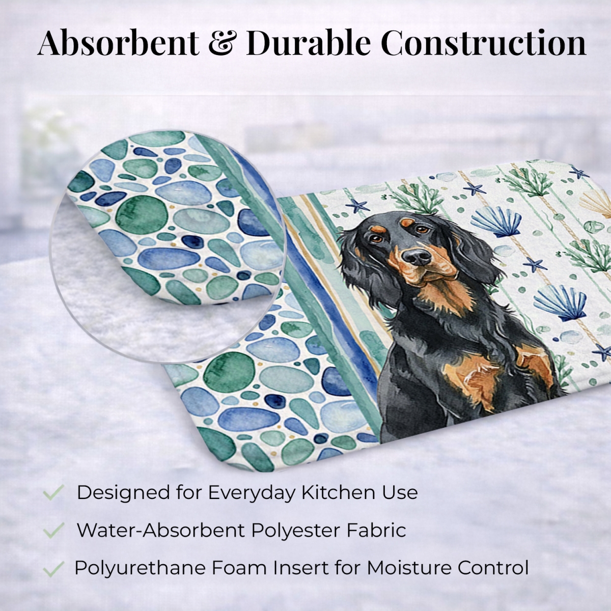 Picture of Carolines Treasures WDK7053DDM 21 x 14 in. Gordon Setter Coastal Sea Glass Dish Drying Mat