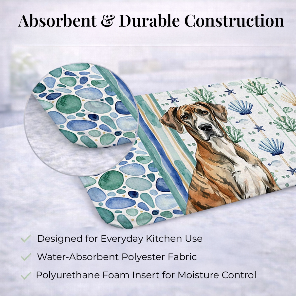 Picture of Carolines Treasures WDK7055DDM 21 x 14 in. Brindle Great Dane Coastal Sea Glass Dish Drying Mat