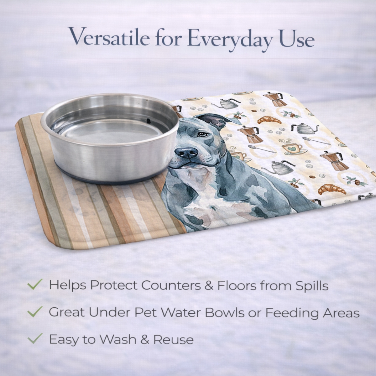 Picture of Carolines Treasures WDK7282DDM 21 x 14 in. Blue American Staffordshire Terrier Coffee Bar Dish Drying Mat