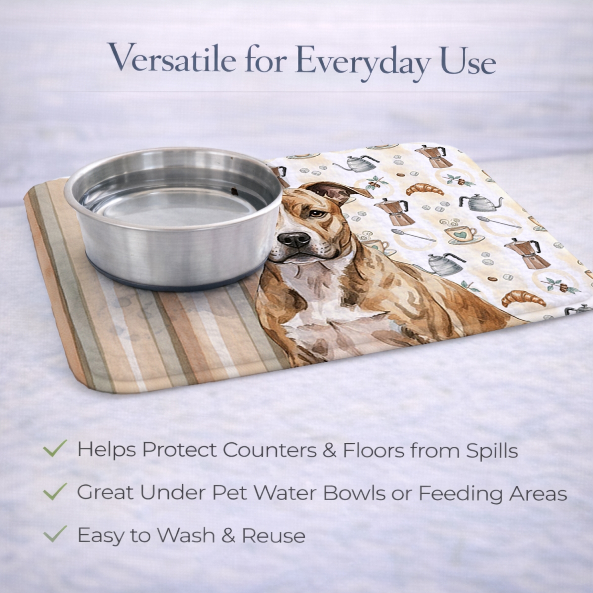 Picture of Carolines Treasures WDK7283DDM 21 x 14 in. Brindle American Staffordshire Terrier Coffee Bar Dish Drying Mat