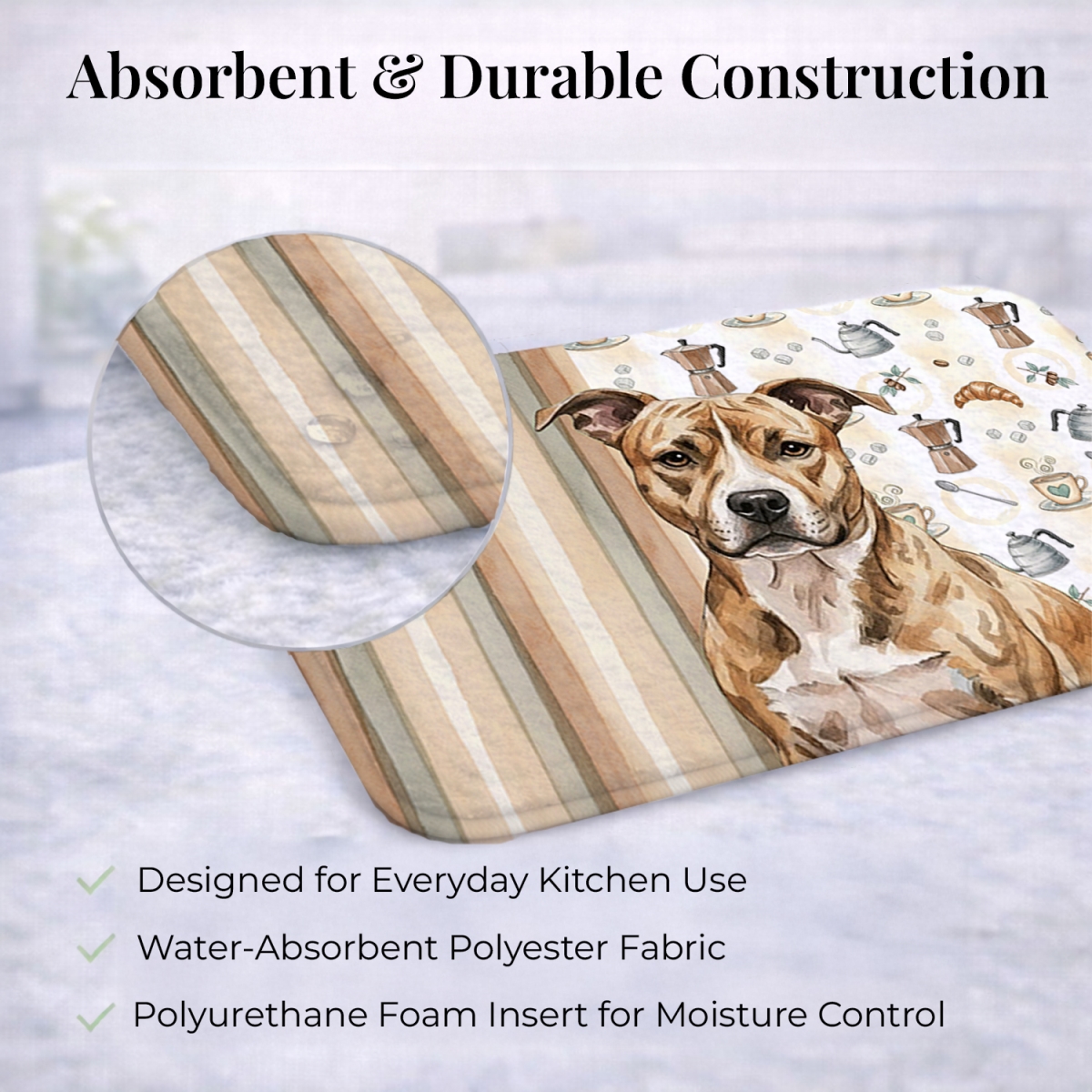 Picture of Carolines Treasures WDK7283DDM 21 x 14 in. Brindle American Staffordshire Terrier Coffee Bar Dish Drying Mat