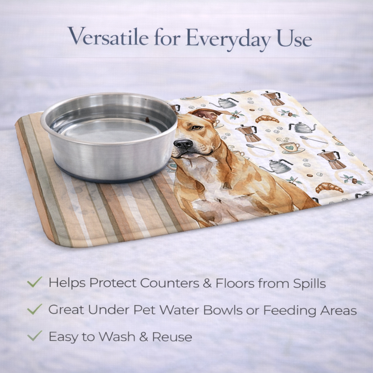 Picture of Carolines Treasures WDK7284DDM 21 x 14 in. Fawn American Staffordshire Terrier Coffee Bar Dish Drying Mat