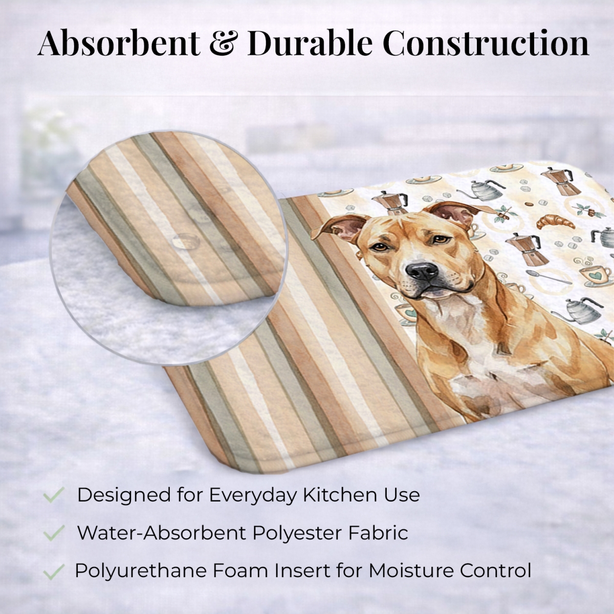 Picture of Carolines Treasures WDK7284DDM 21 x 14 in. Fawn American Staffordshire Terrier Coffee Bar Dish Drying Mat