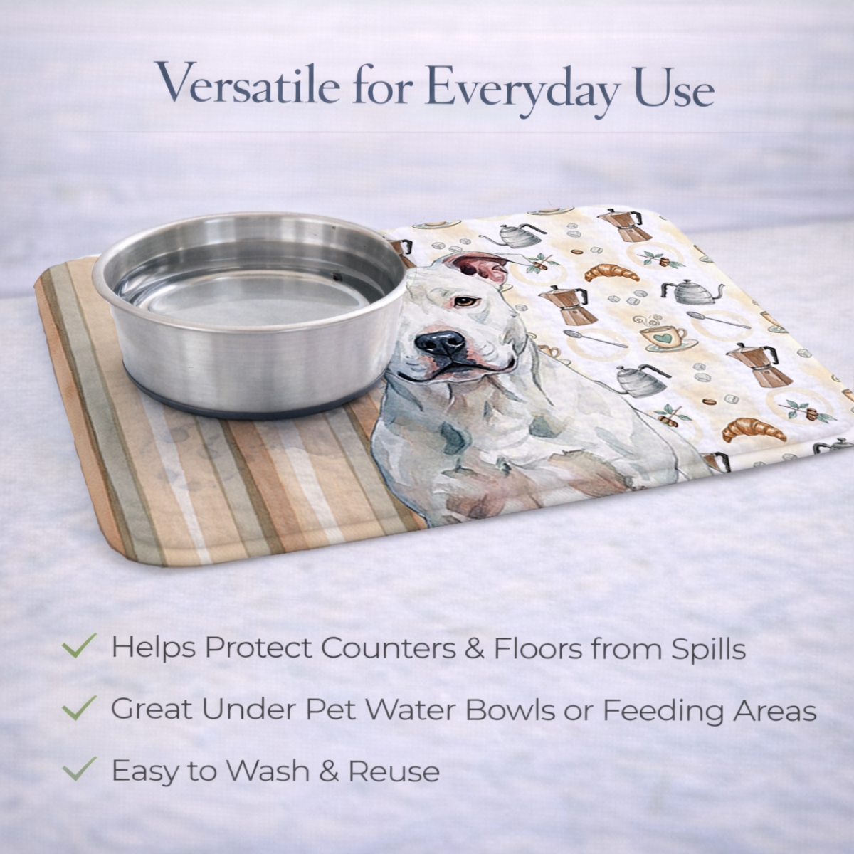 Picture of Carolines Treasures WDK7285DDM 21 x 14 in. White American Staffordshire Terrier Coffee Bar Dish Drying Mat