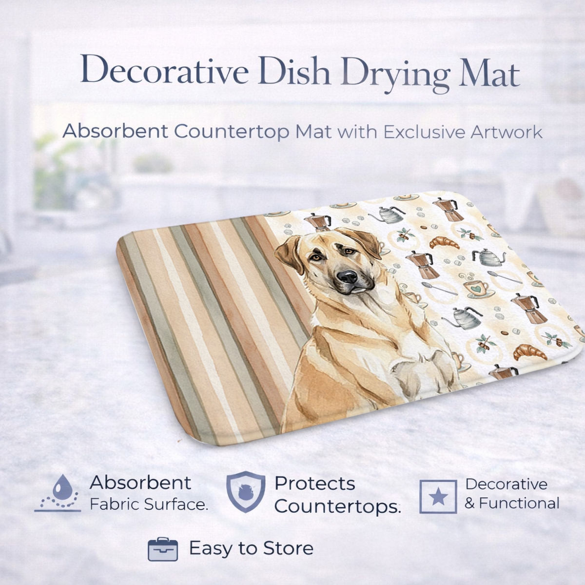 Picture of Carolines Treasures WDK7286DDM 21 x 14 in. Anatolian Shepherd Dog Coffee Bar Dish Drying Mat