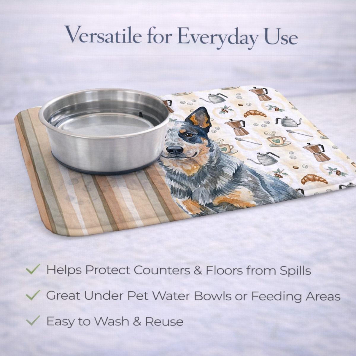 Picture of Carolines Treasures WDK7287DDM 21 x 14 in. Blue Heeler Australian Cattle Dog Coffee Bar Dish Drying Mat