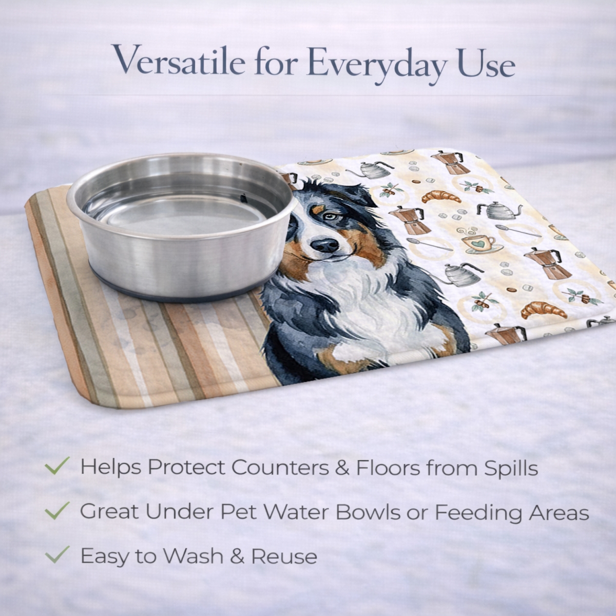 Picture of Carolines Treasures WDK7289DDM 21 x 14 in. Black Australian Shepherd Coffee Bar Dish Drying Mat