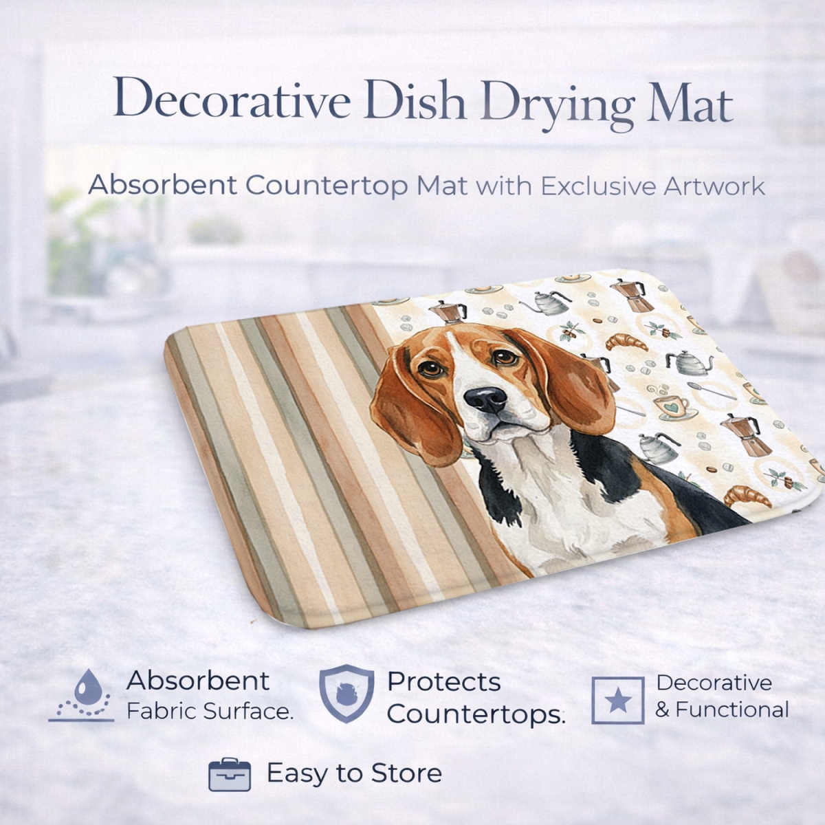 Picture of Carolines Treasures WDK7299DDM 21 x 14 in. Beagle Coffee Bar Dish Drying Mat