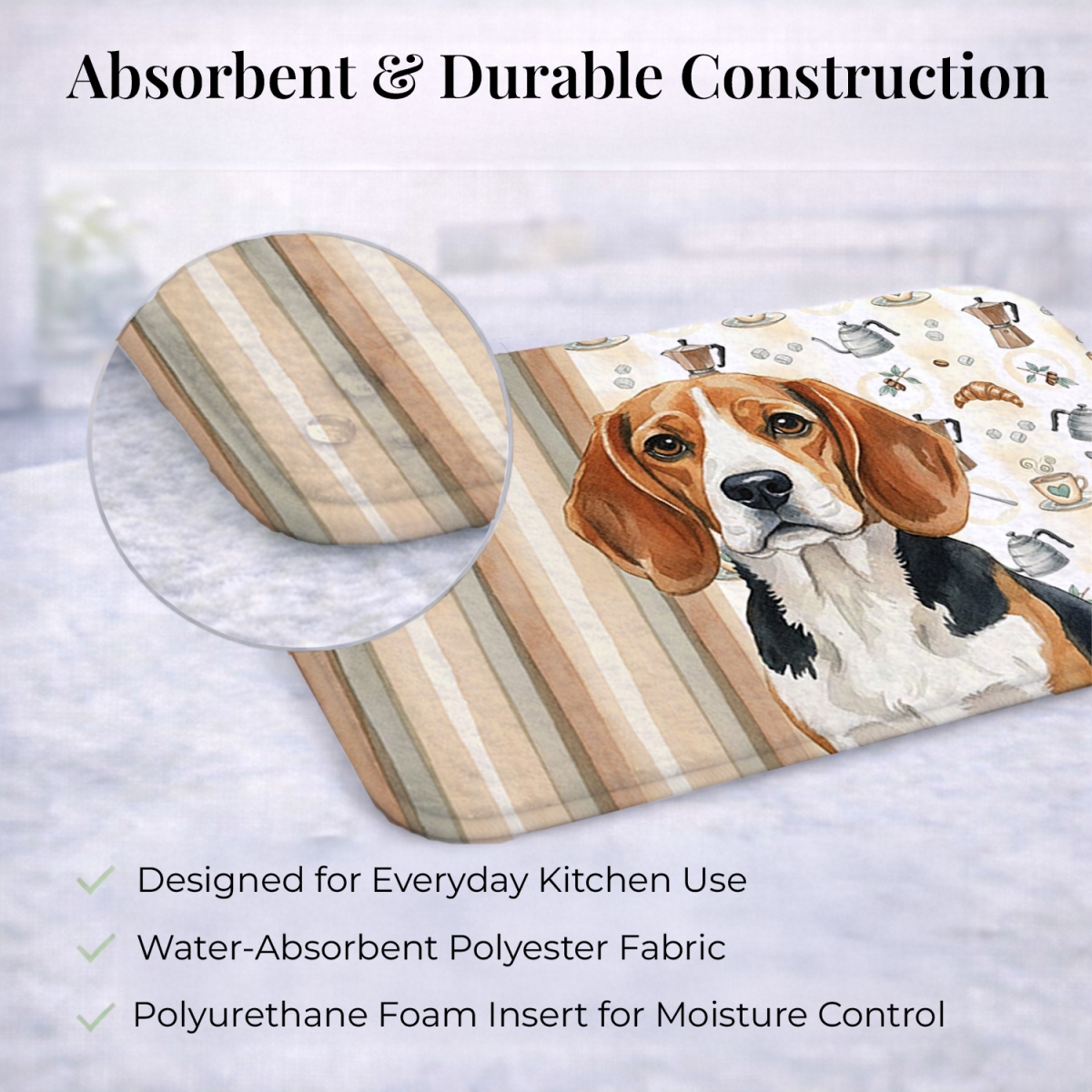 Picture of Carolines Treasures WDK7299DDM 21 x 14 in. Beagle Coffee Bar Dish Drying Mat