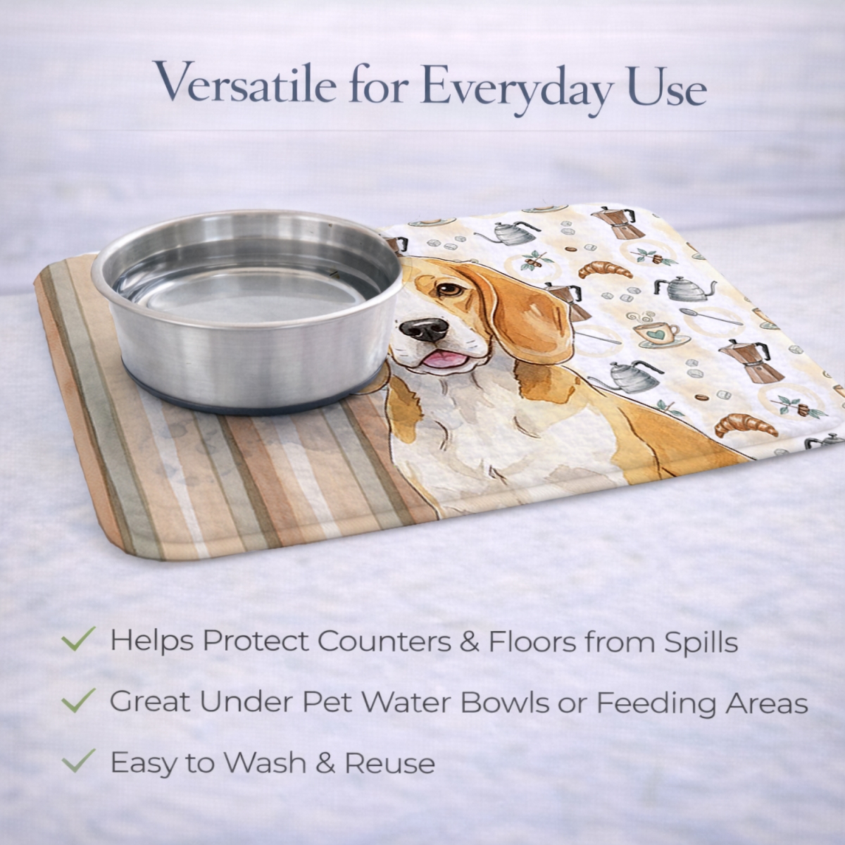 Picture of Carolines Treasures WDK7300DDM 21 x 14 in. Lemon & White Beagle Coffee Bar Dish Drying Mat