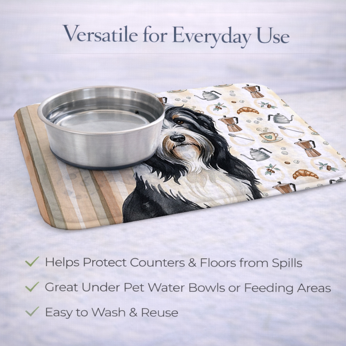 Picture of Carolines Treasures WDK7301DDM 21 x 14 in. Black Bearded Collie Coffee Bar Dish Drying Mat