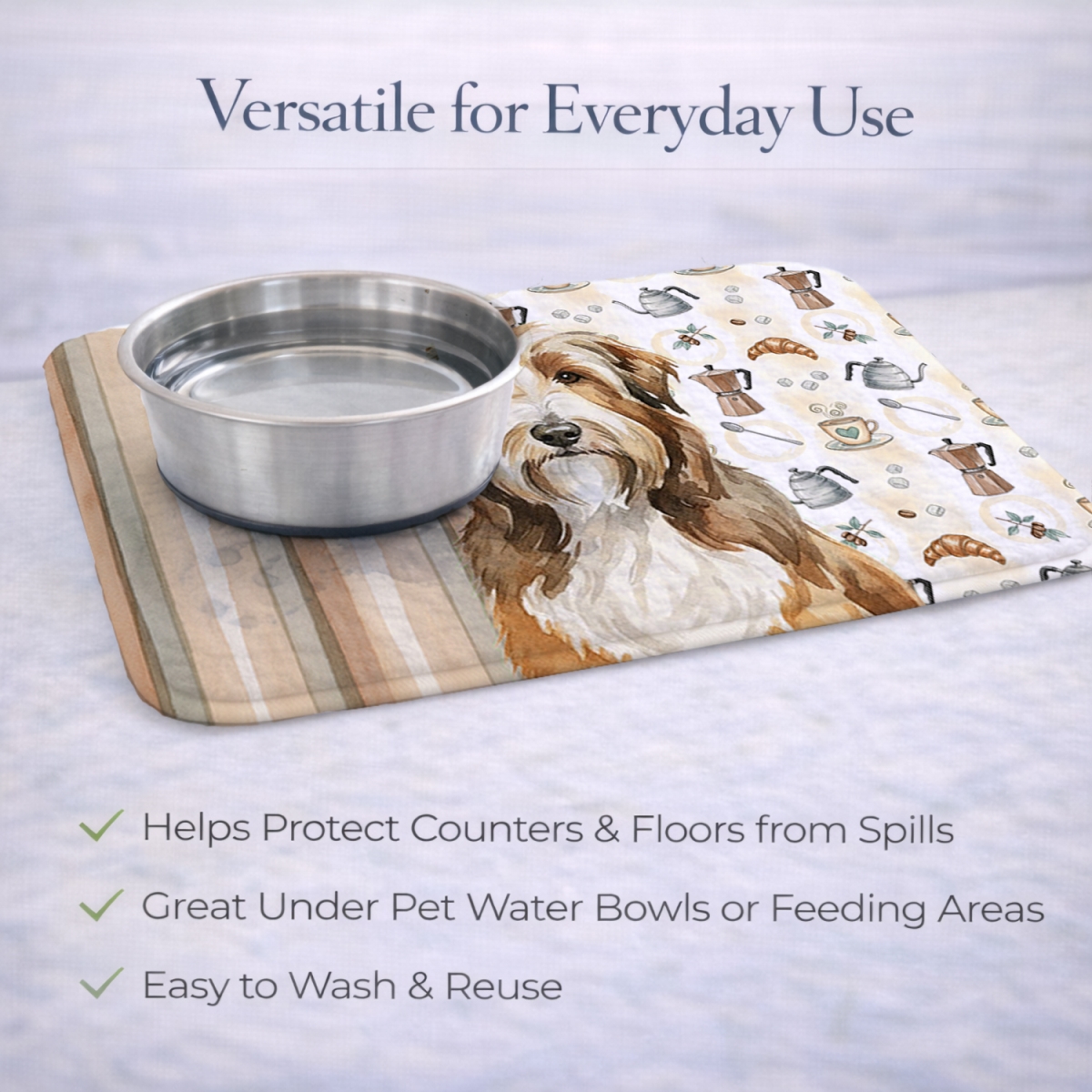 Picture of Carolines Treasures WDK7302DDM 21 x 14 in. Brown Bearded Collie Coffee Bar Dish Drying Mat