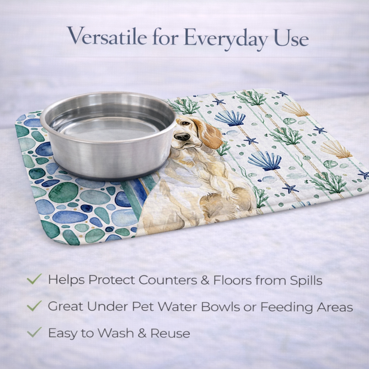 Picture of Carolines Treasures WDK7028DDM 21 x 14 in. Lemon Belton English Setter Coastal Sea Glass Dish Drying Mat