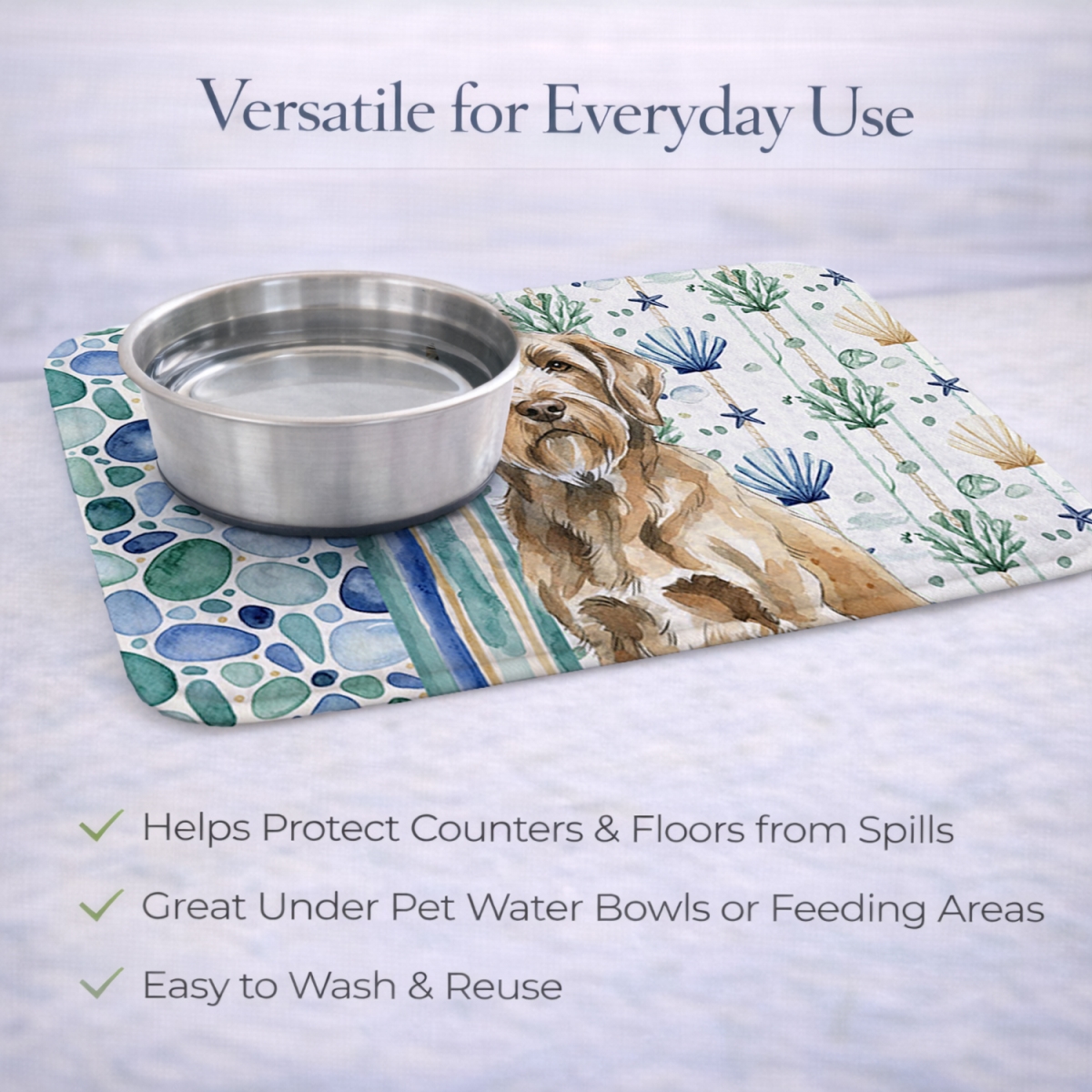 Picture of Carolines Treasures WDK7227DDM 21 x 14 in. Spinone Italiano Coastal Sea Glass Dish Drying Mat