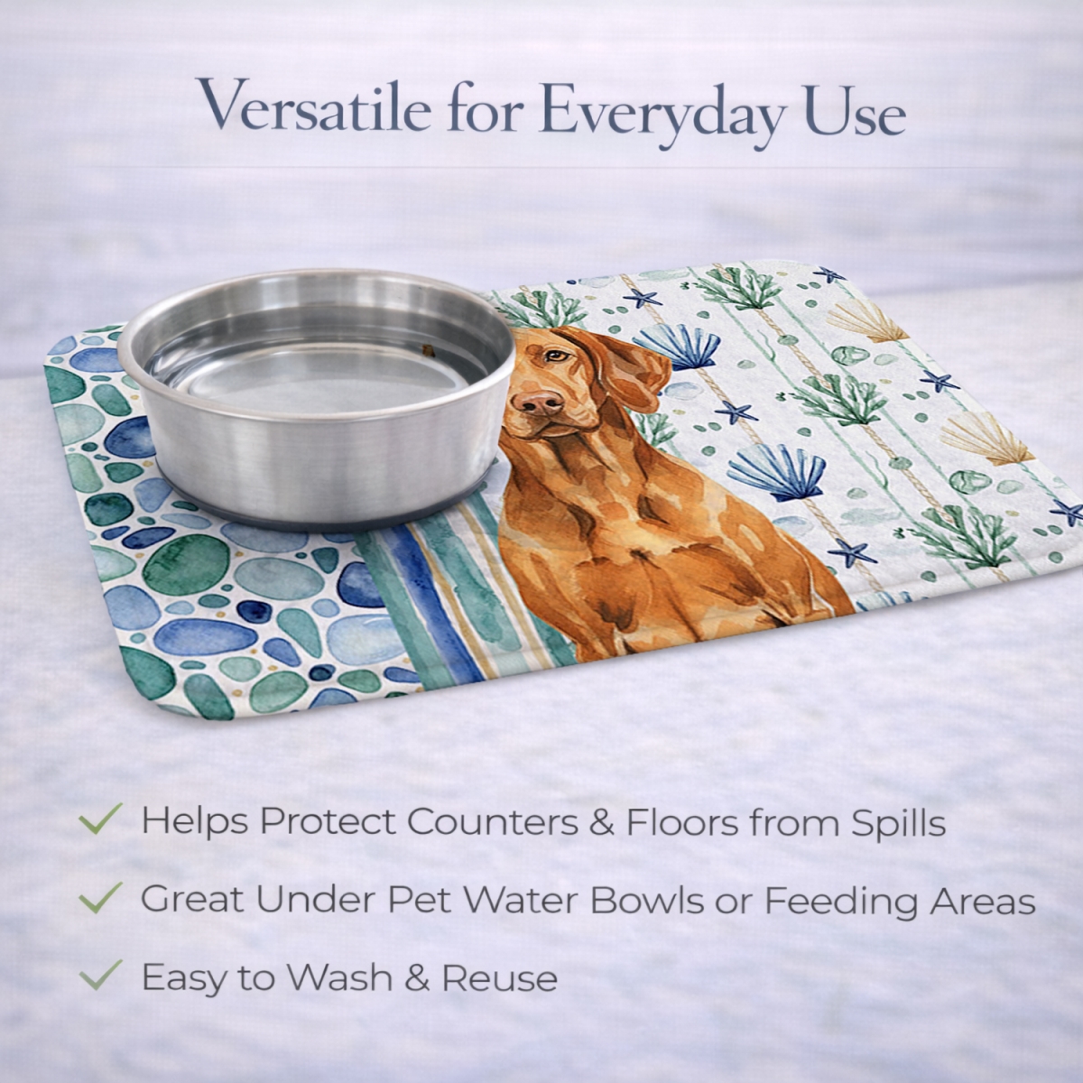 Picture of Carolines Treasures WDK7246DDM 21 x 14 in. Vizsla Coastal Sea Glass Dish Drying Mat