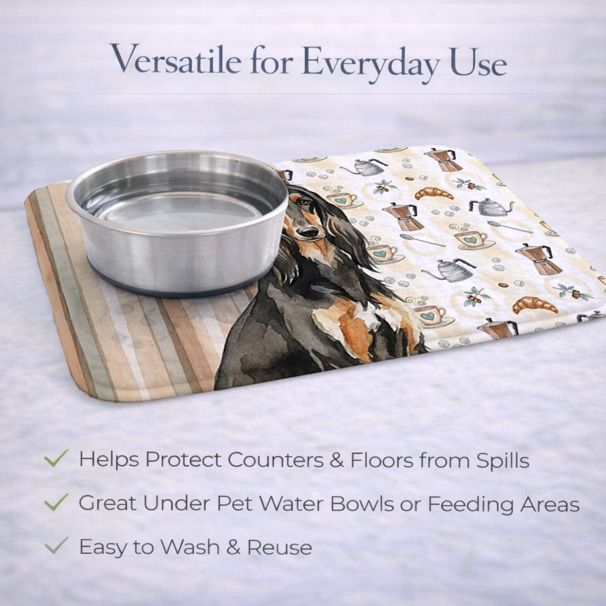 Picture of Carolines Treasures WDK7265DDM 21 x 14 in. Black & Tan Afghan Hound Coffee Bar Dish Drying Mat