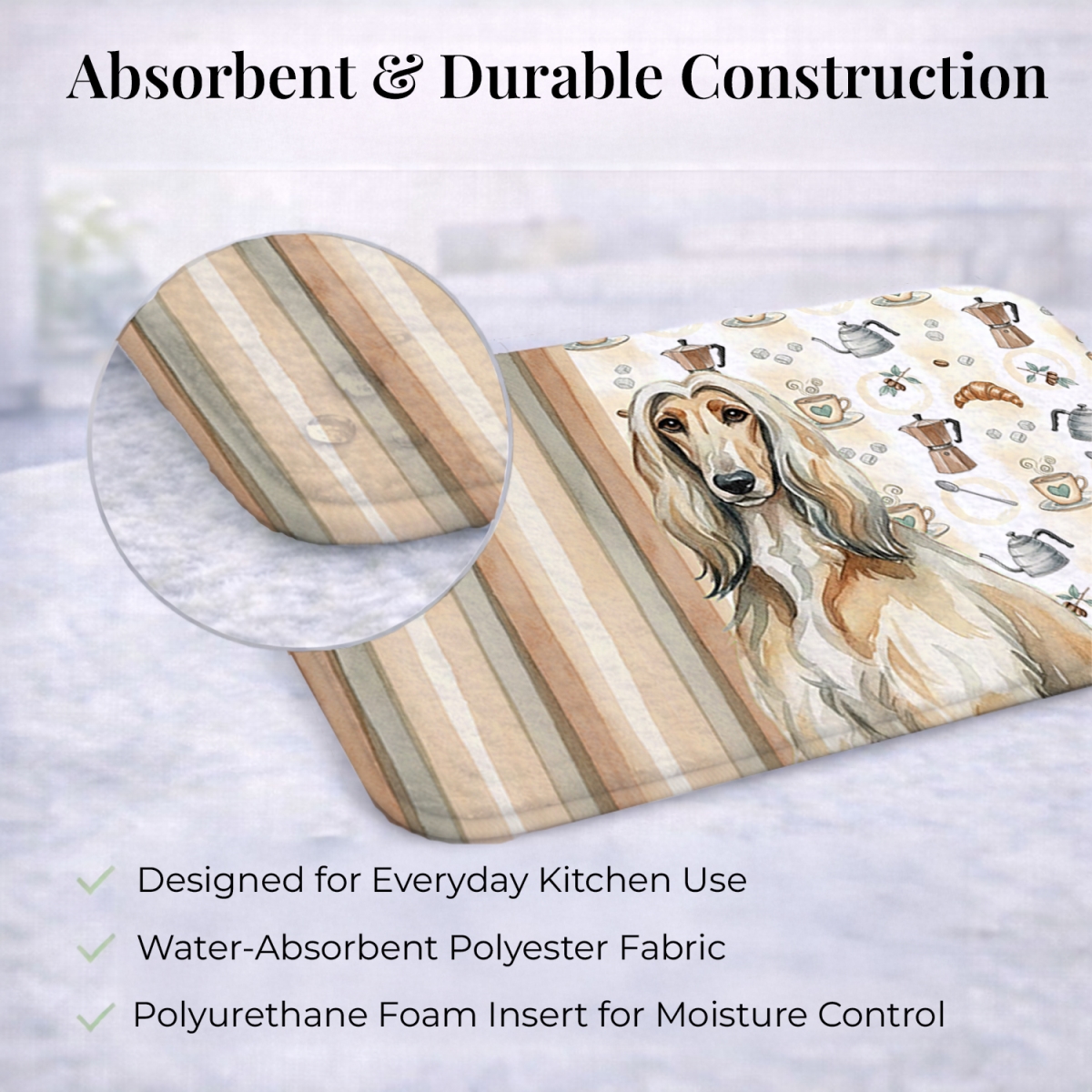 Picture of Carolines Treasures WDK7266DDM 21 x 14 in. Afghan Hound Coffee Bar Dish Drying Mat
