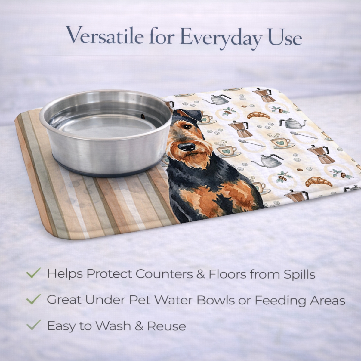 Picture of Carolines Treasures WDK7267DDM 21 x 14 in. Airedale Terrier Coffee Bar Dish Drying Mat