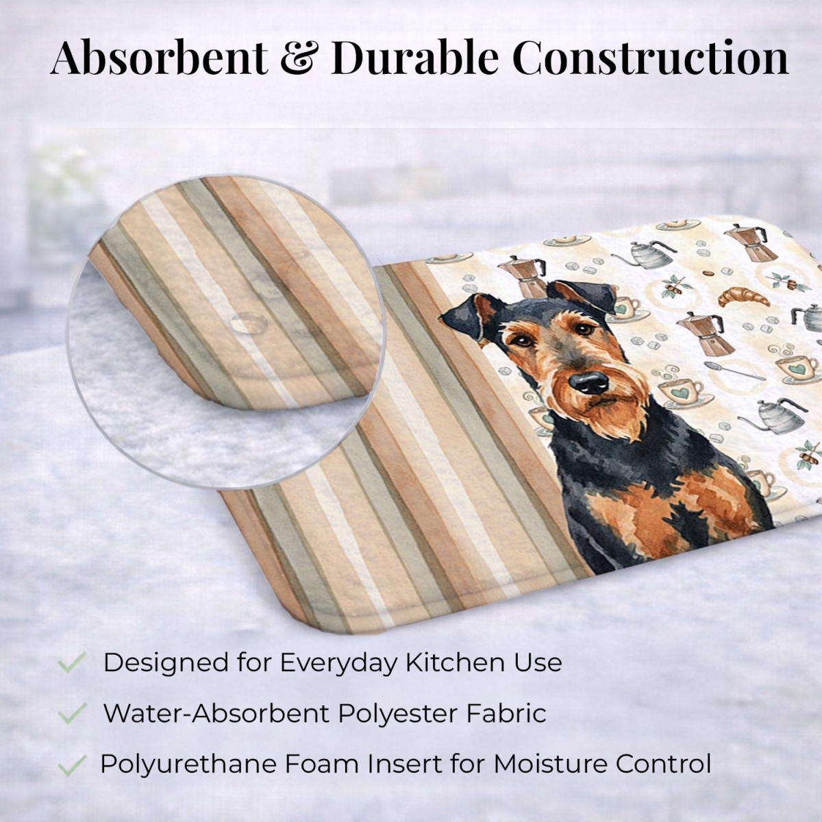 Picture of Carolines Treasures WDK7267DDM 21 x 14 in. Airedale Terrier Coffee Bar Dish Drying Mat