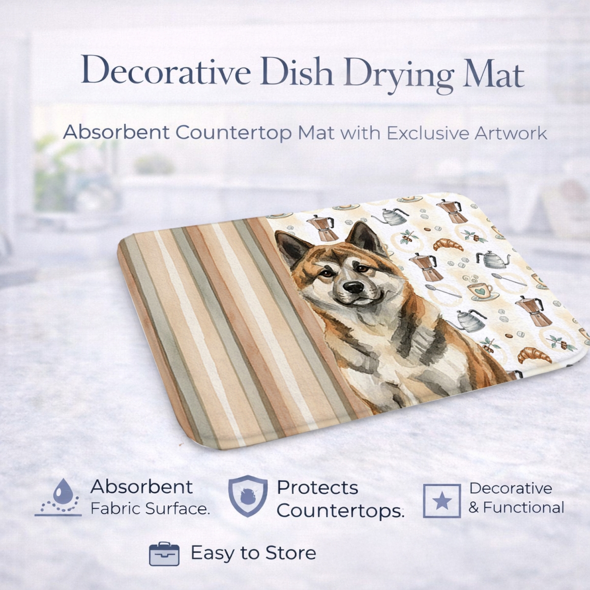 Picture of Carolines Treasures WDK7269DDM 21 x 14 in. Brindle Akita Coffee Bar Dish Drying Mat