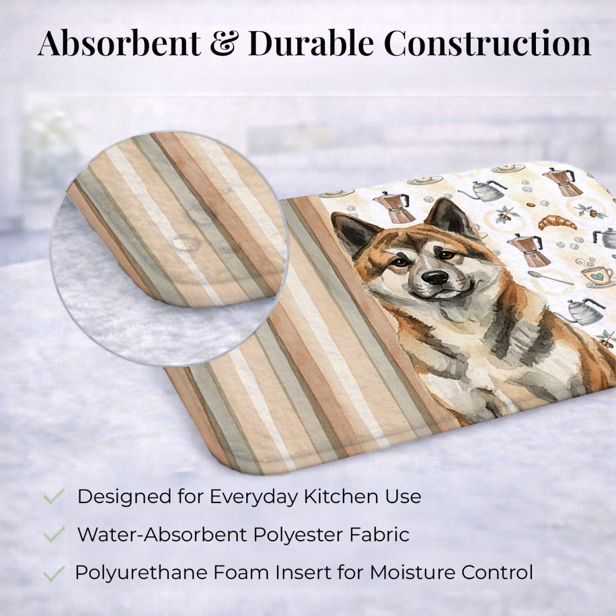 Picture of Carolines Treasures WDK7269DDM 21 x 14 in. Brindle Akita Coffee Bar Dish Drying Mat