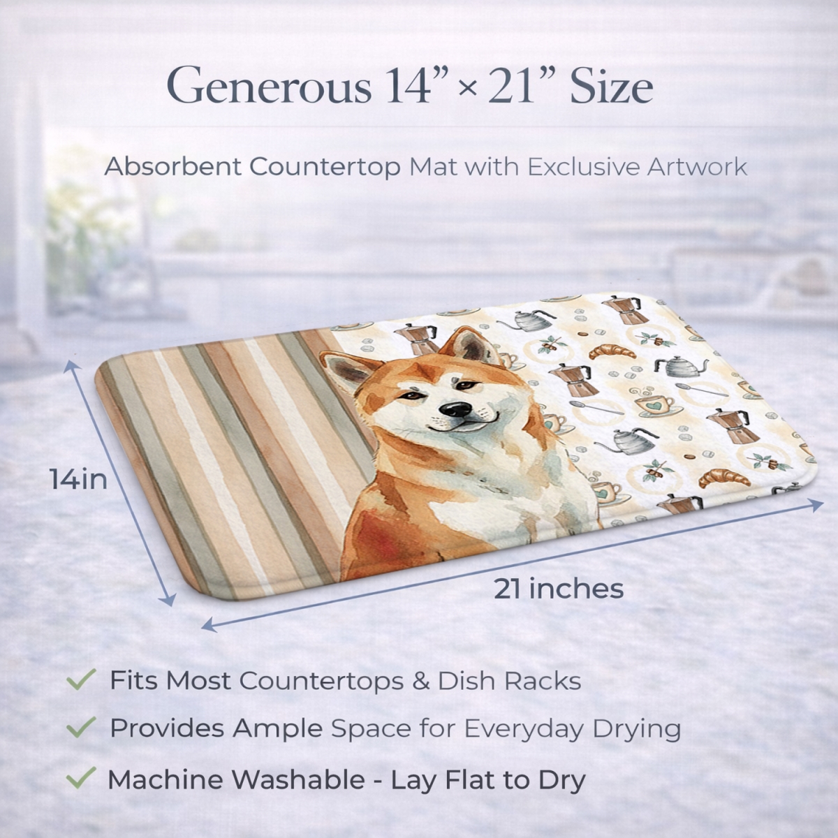 Picture of Carolines Treasures WDK7270DDM 21 x 14 in. Red Akita Coffee Bar Dish Drying Mat