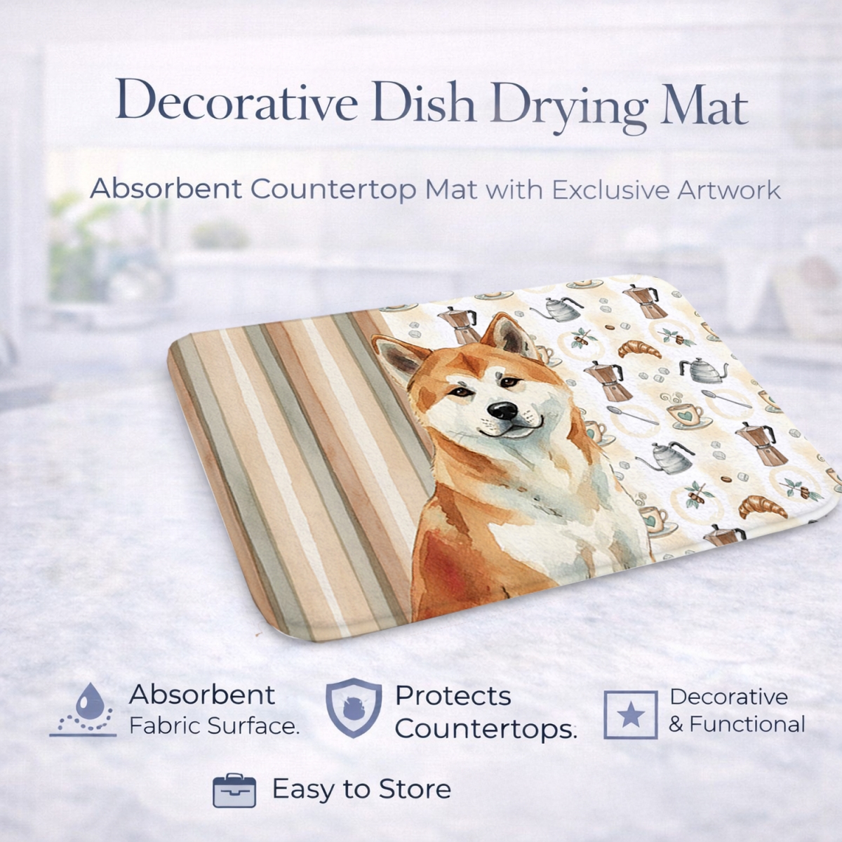 Picture of Carolines Treasures WDK7270DDM 21 x 14 in. Red Akita Coffee Bar Dish Drying Mat