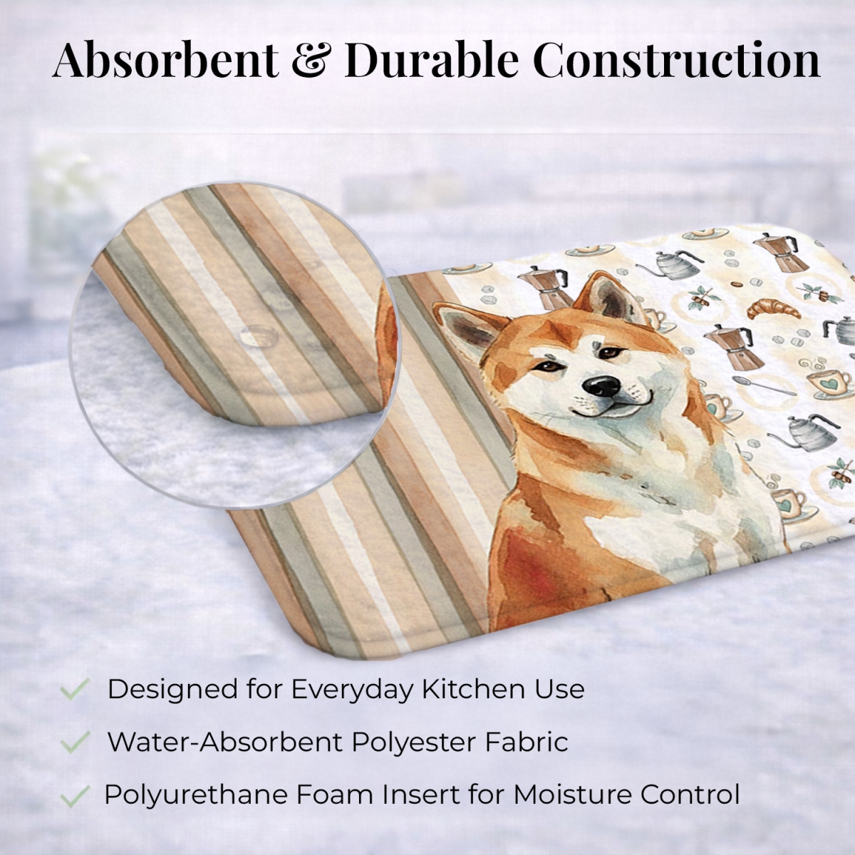 Picture of Carolines Treasures WDK7270DDM 21 x 14 in. Red Akita Coffee Bar Dish Drying Mat