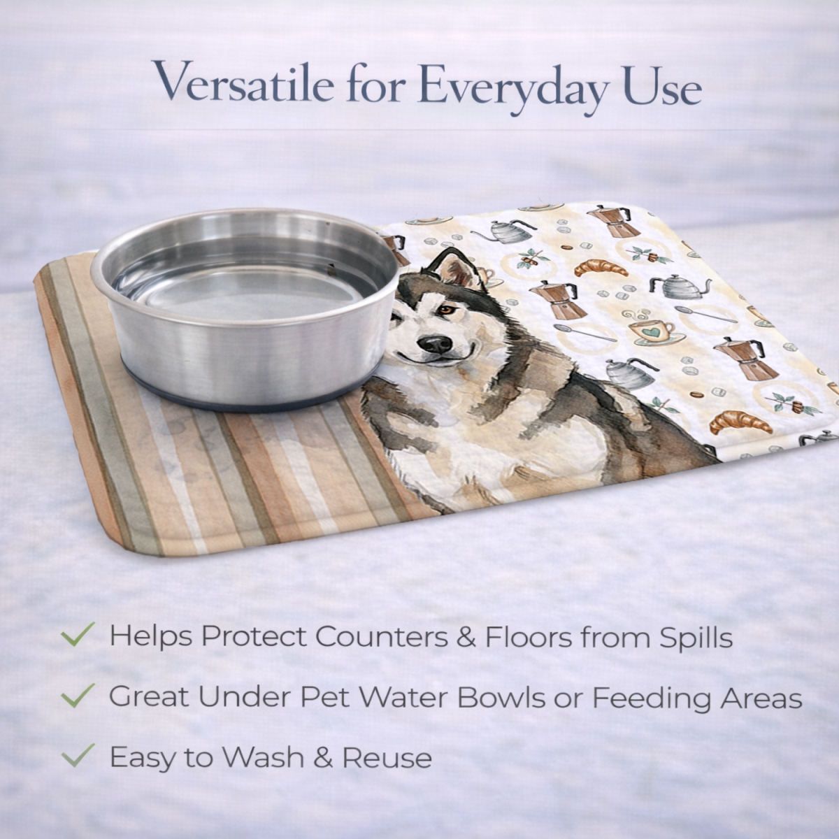 Picture of Carolines Treasures WDK7276DDM 21 x 14 in. Sable & White Alaskan Malamute Coffee Bar Dish Drying Mat