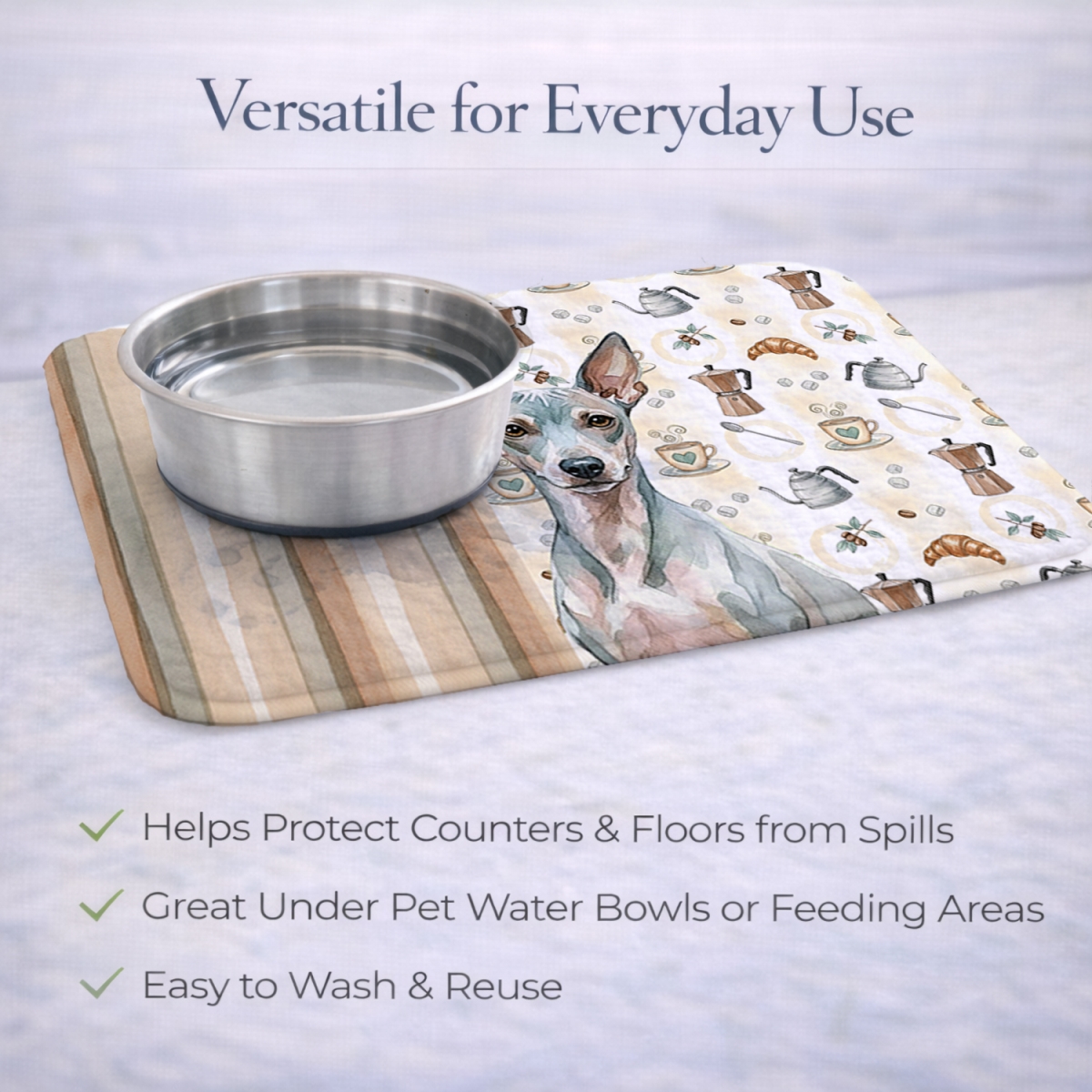 Picture of Carolines Treasures WDK7278DDM 21 x 14 in. American Hairless Terrier Coffee Bar Dish Drying Mat
