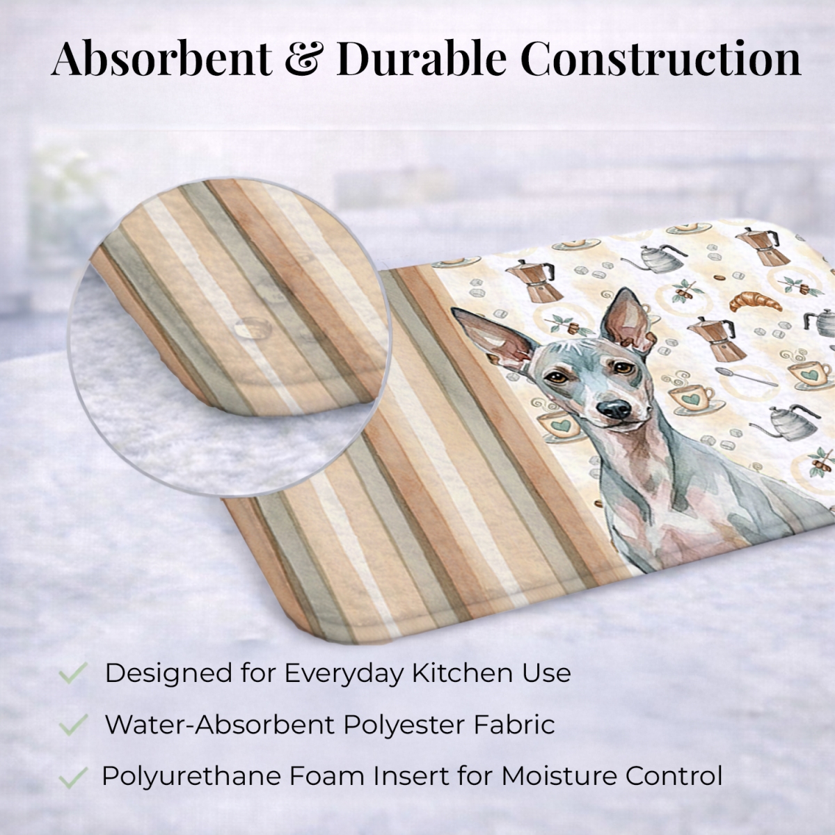Picture of Carolines Treasures WDK7278DDM 21 x 14 in. American Hairless Terrier Coffee Bar Dish Drying Mat