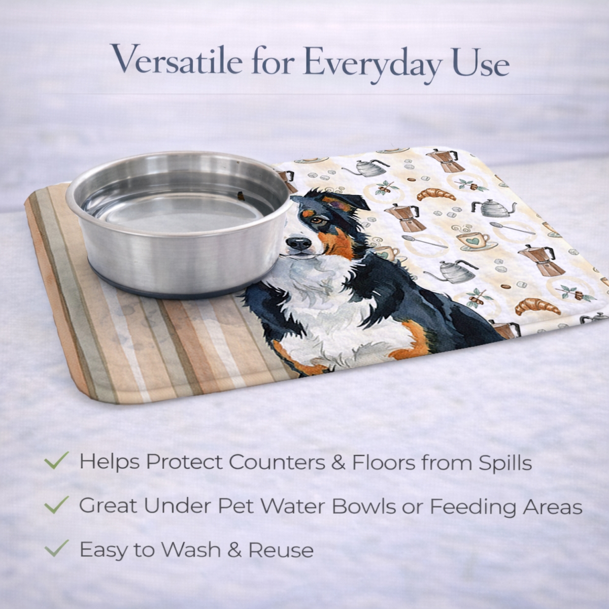 Picture of Carolines Treasures WDK7279DDM 21 x 14 in. Black Tri American Shepherd Coffee Bar Dish Drying Mat