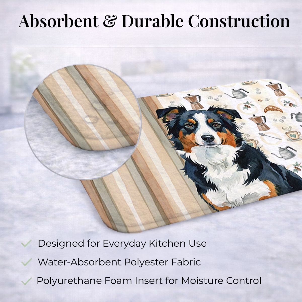 Picture of Carolines Treasures WDK7279DDM 21 x 14 in. Black Tri American Shepherd Coffee Bar Dish Drying Mat