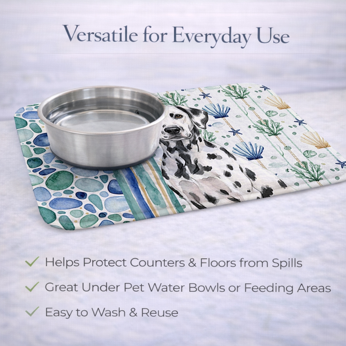 Picture of Carolines Treasures WDK7004DDM 21 x 14 in. Dalmatian Coastal Sea Glass Dish Drying Mat