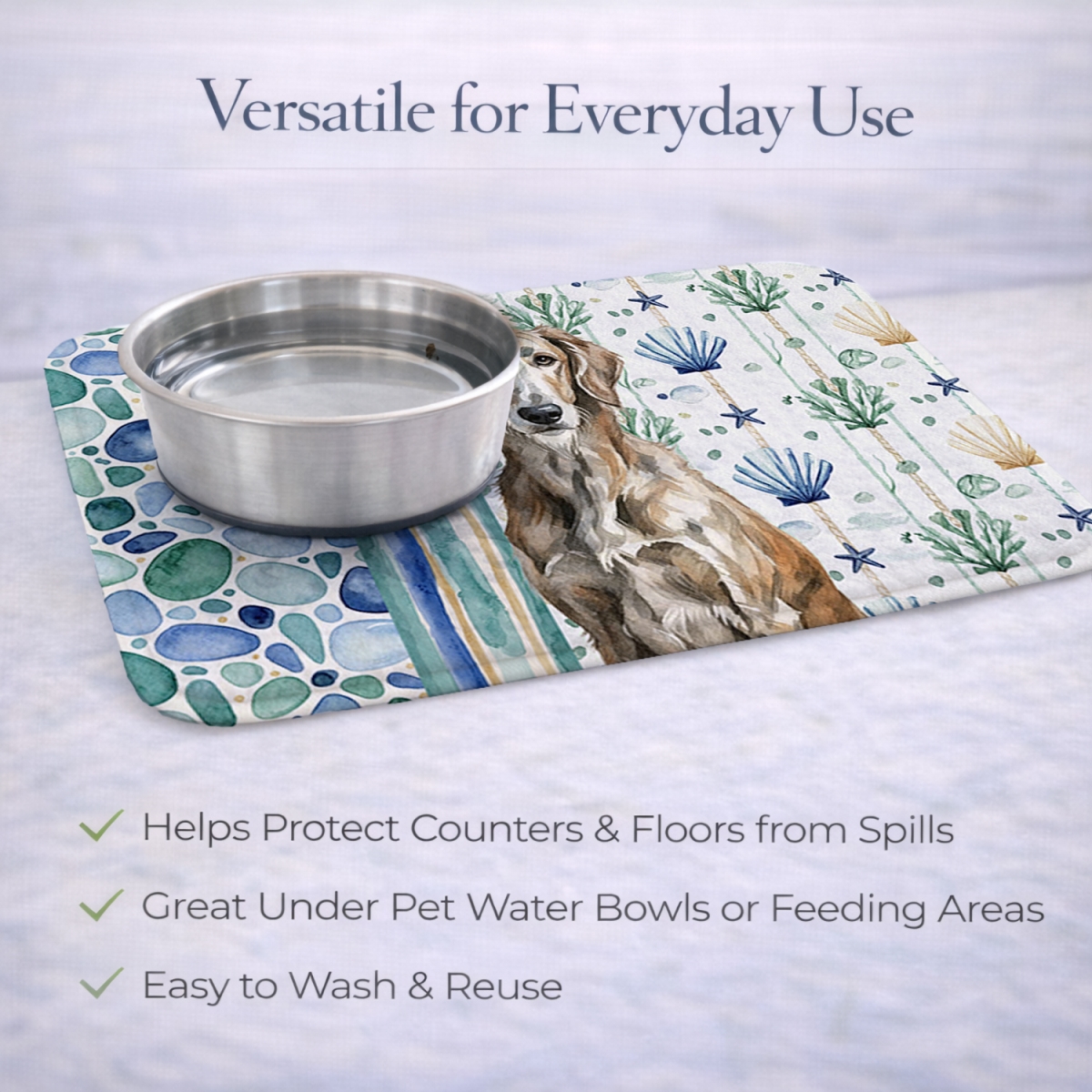Picture of Carolines Treasures WDK7203DDM 21 x 14 in. Brindle Scottish Deerhound Coastal Sea Glass Dish Drying Mat