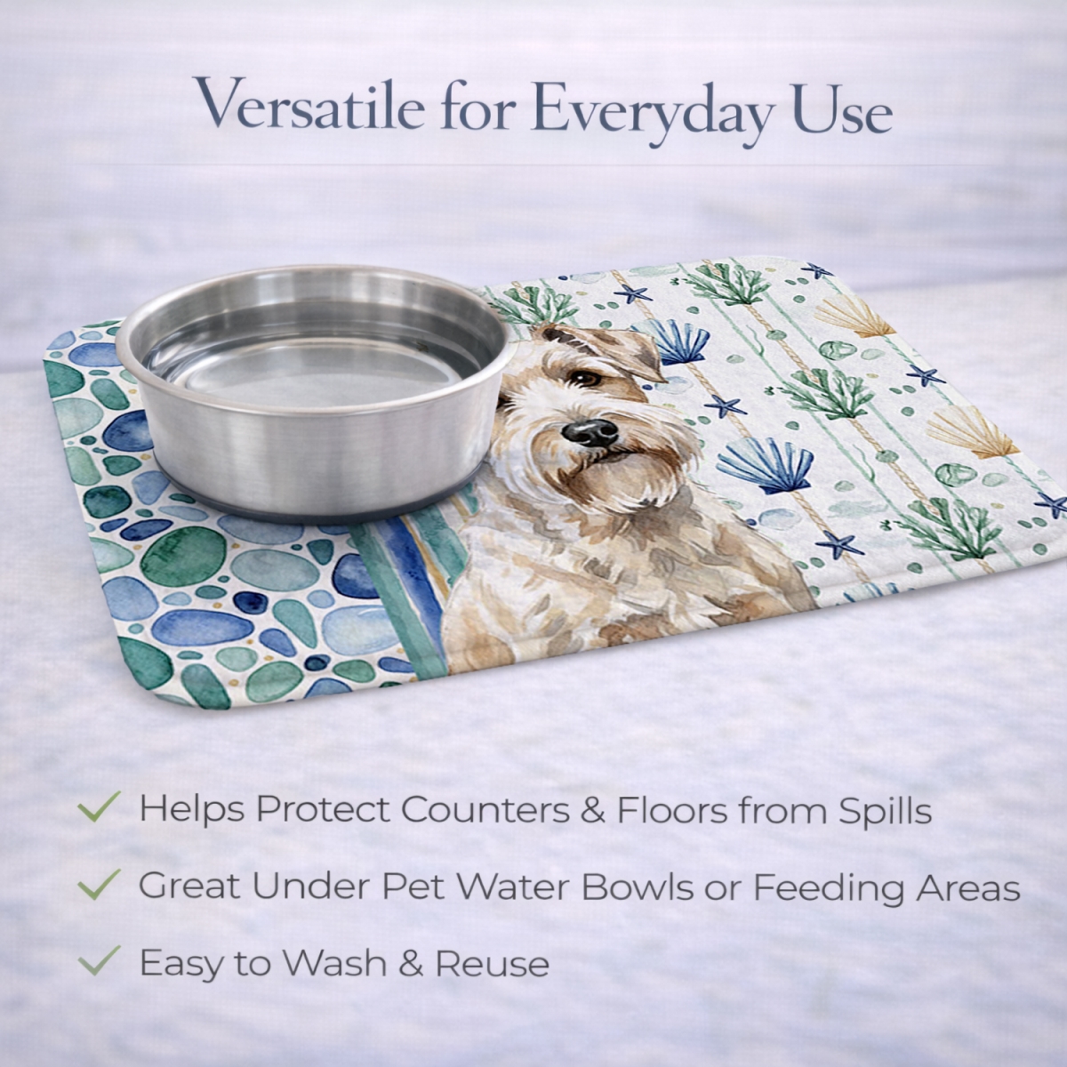 Picture of Carolines Treasures WDK7206DDM 21 x 14 in. Sealyham Terrier Coastal Sea Glass Dish Drying Mat
