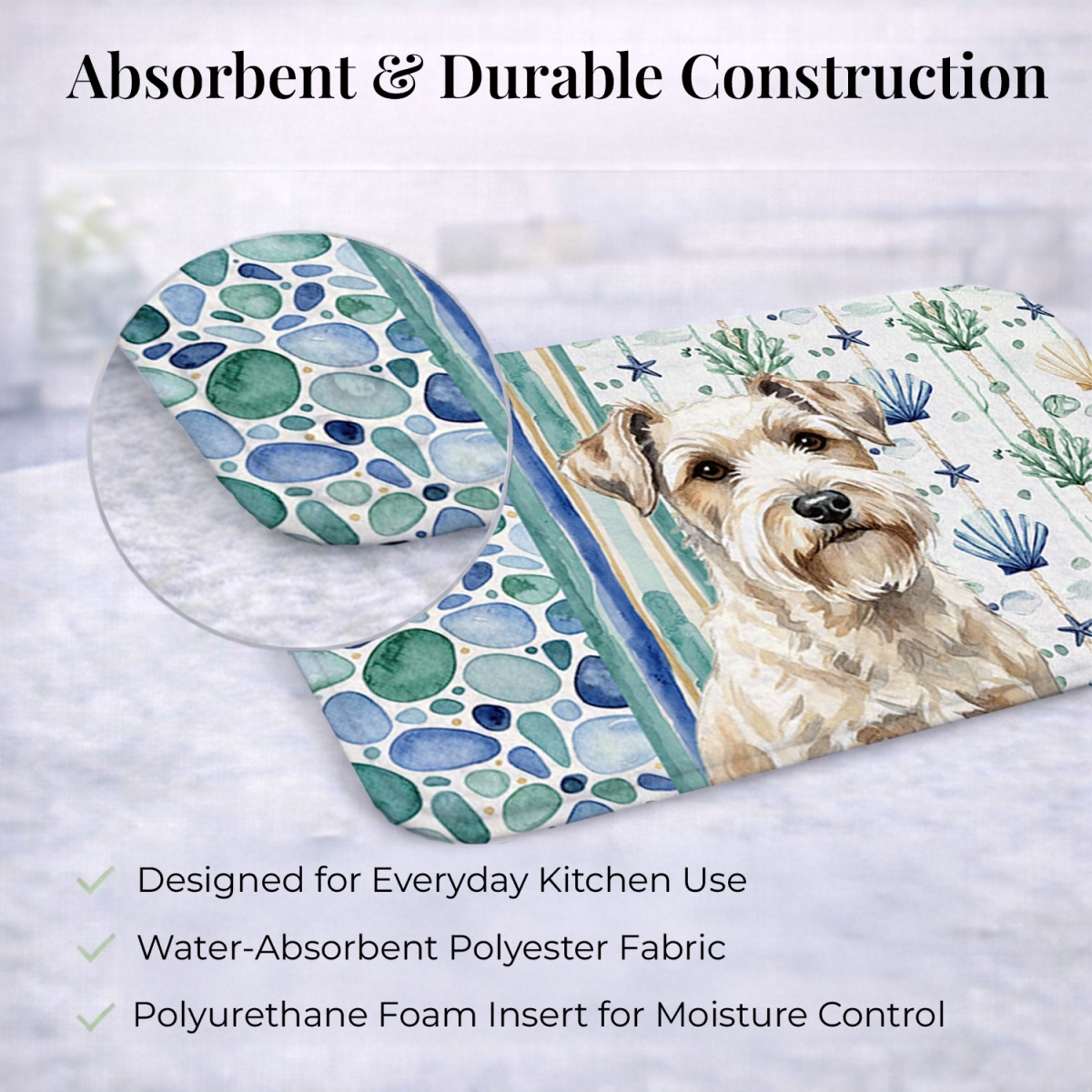 Picture of Carolines Treasures WDK7206DDM 21 x 14 in. Sealyham Terrier Coastal Sea Glass Dish Drying Mat
