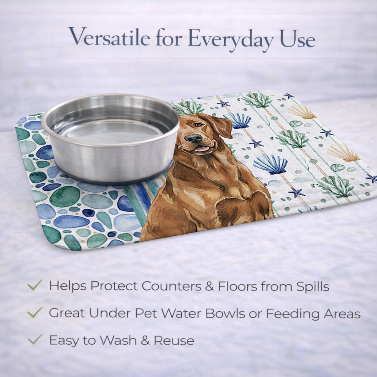 Picture of Carolines Treasures WDK6967DDM 21 x 14 in. Chesapeake Bay Retriever Coastal Sea Glass Dish Drying Mat